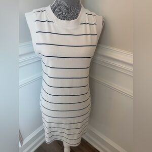 A New Day Womens Navy Blue Stripe Sleeveless Rib Knit Dress Size M